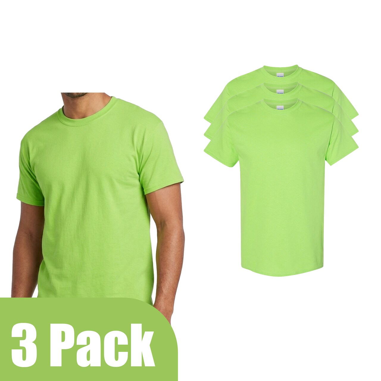 Gildan Lime Heavy Cotton T-Shirt – Adult's, Multi pack Choices Craft & DIY Project Shirt